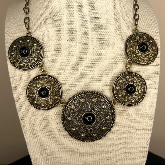 TRIBAL BOHO BOHEMIAN NECKLACE BRONZE LOOK STYLE CHAIN STYLE - Picture 9 of 14